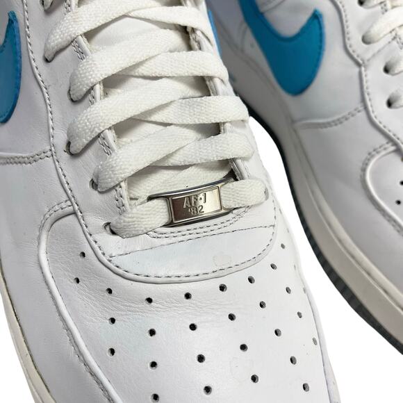 NIKE AIR FORCE ONE Men's CUSTOM SHOES Nike ID 444754-992 White Blue Size 12 - Picture 4 of 9